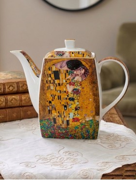 Porcelain Gustav Klimp Art Painting The Kiss Tea Pot With Gift Box